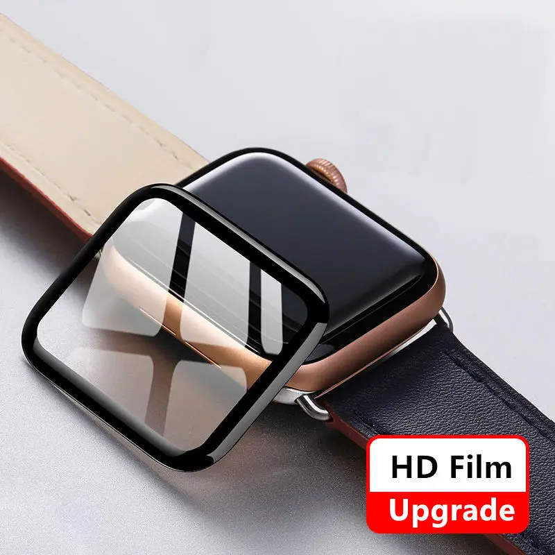 애플 워치 시리즈 9 용 스크린 보호대, 부드러운 유리, 9D HD 풀 필름, iWatch 6, 3 se, 44mm, 40mm, 42mm, 38mm, 41mm, 8, 7 액세서리