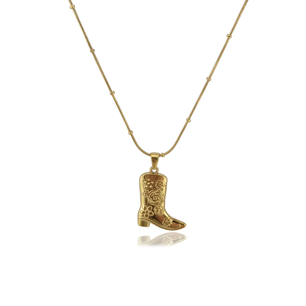 Short Delicate Stainless Steel Cowboy Boot Pendants Necklace For Women 2025 New Trendy Fashion Jewelry