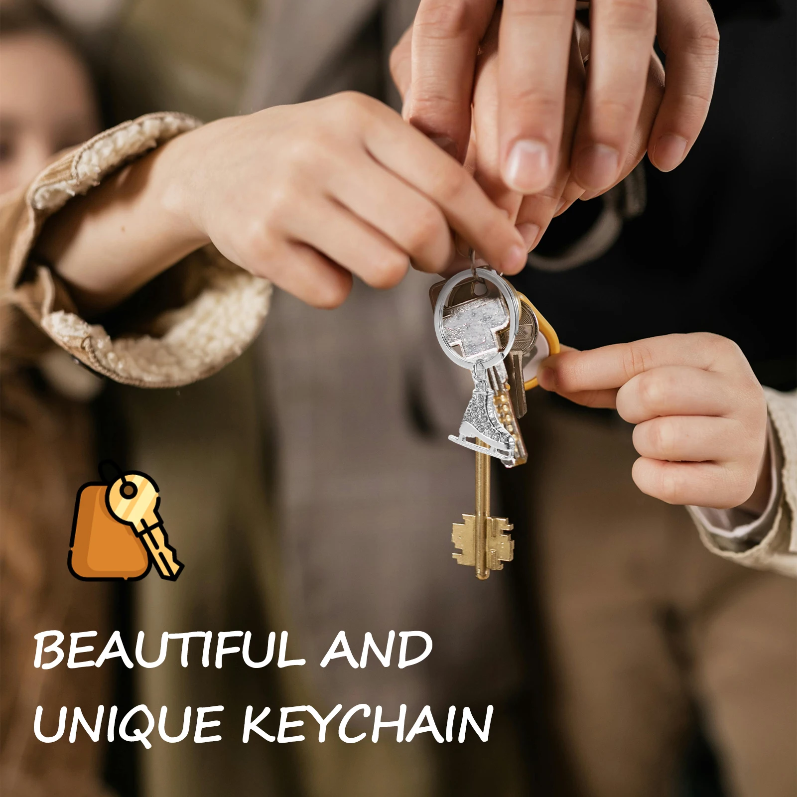 

Skating Keychain Roller Skate Keychains Trendy Style Accessories for Girls Ski Zinc Alloy Ice