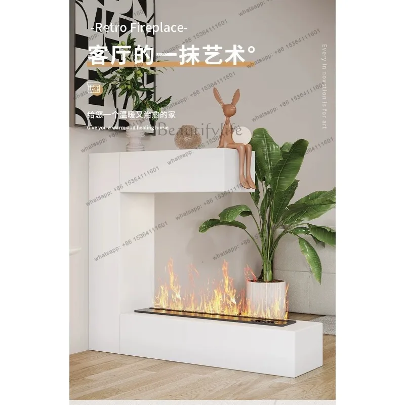 YJ American fireplace decorative cabinet French solid wood corridor porch cabinet living room home smart color-changing humidifi