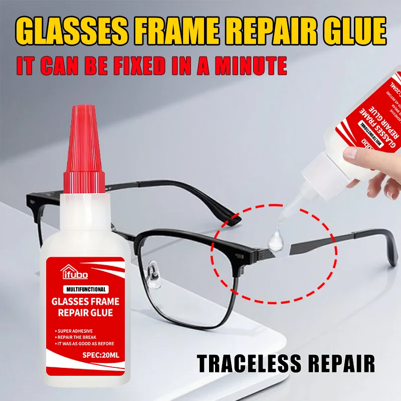 IFUBO Eyeglass Frame Repair Glue, High Adhesion Quick Fix, Traceless Repair, Strong & Waterproof, for Broken Glasses Frames