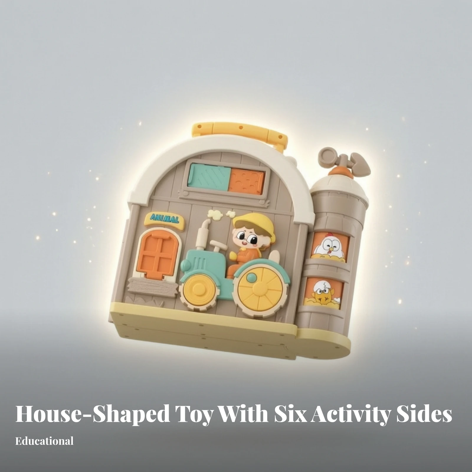 Farm-Themed Busy Board Portable Busy Board with Carry Handle Multi-Sided Activity Toy Sensory Early Learning