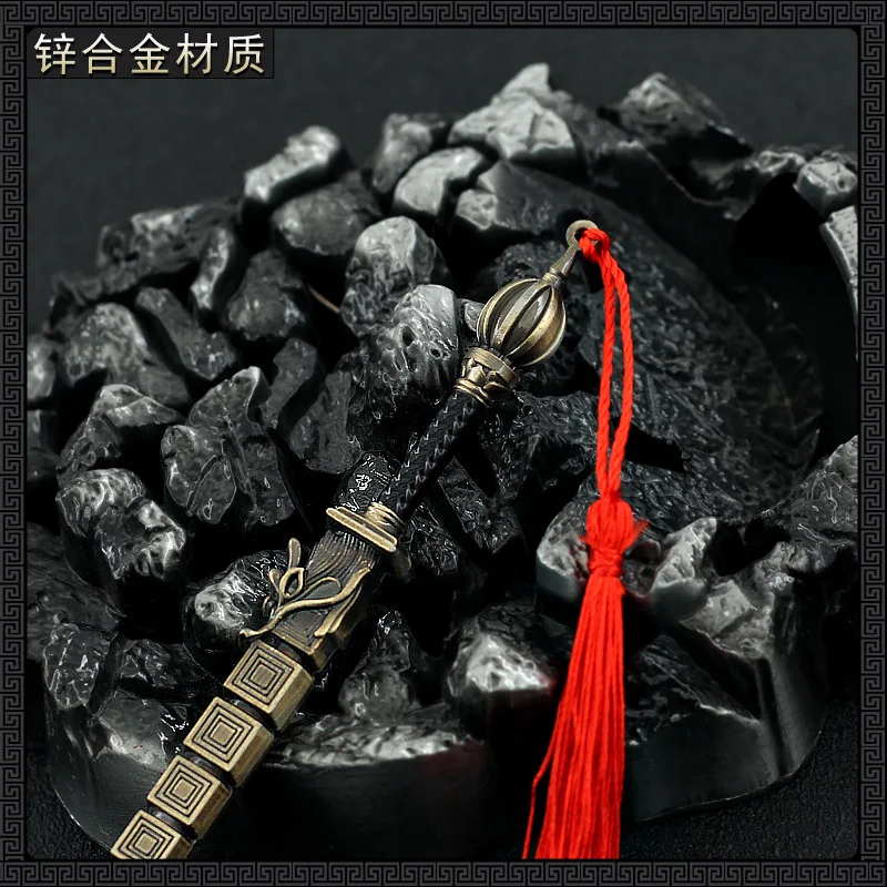 22cm Four Edged Gold Mace Ancient Chinese Metal Cold Weapon Model Home Decoration Doll Toys Equipment Accessories Collect Crafts