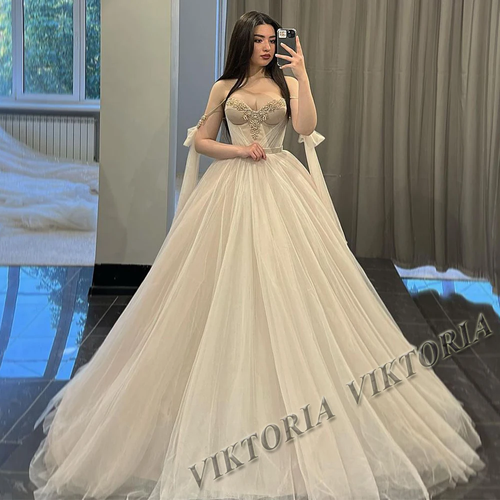 VIKTORIA Classic Square Collars Wedding Dresses For Woman Bride Long Sleeves Corset Tulle Appliques Vestido De Novia Customized