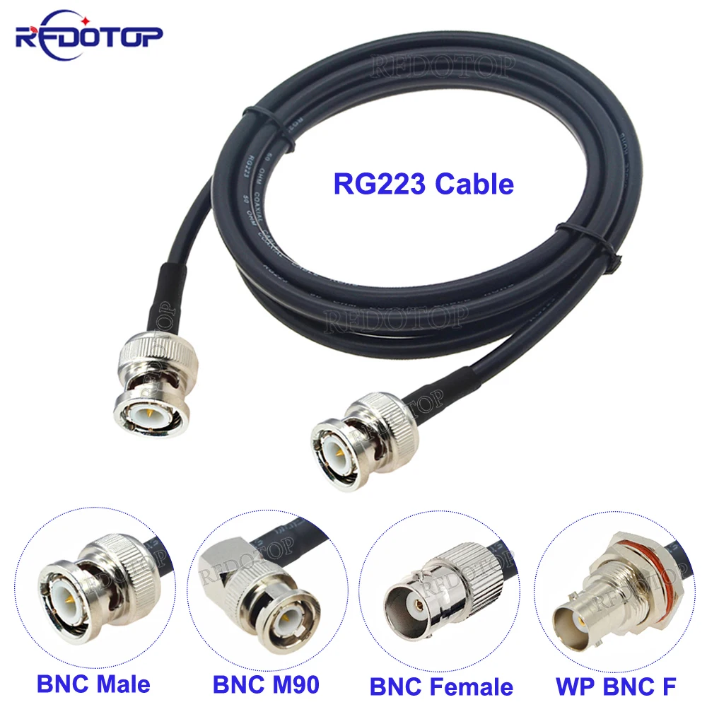 1Pcs RG-223 Cable BNC Male to BNC Male/Female 50 Ohm Crimp Connector 50-3 RG223 RF Coaxial Cable Wire Junper Cord 15CM-25M
