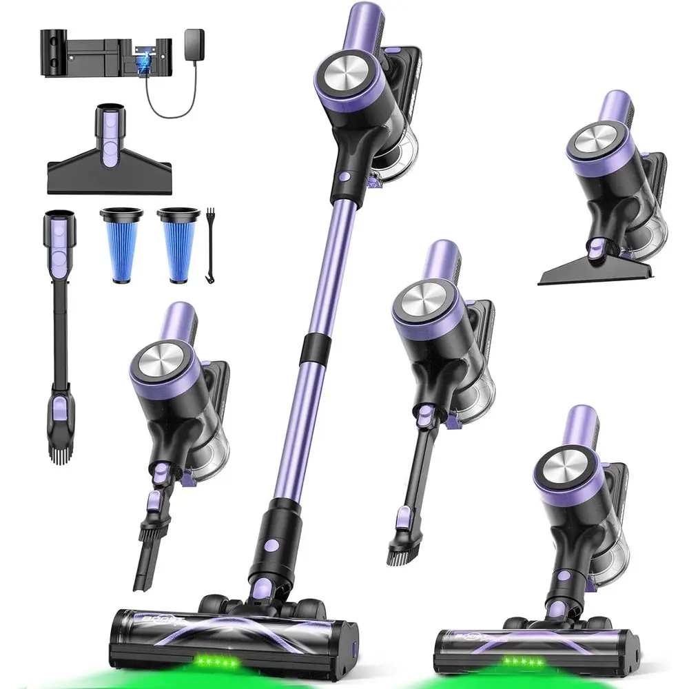 

500W 55KPa Stick Vacuum Cleaner with 55 Mins Battery, LED Display, Anti-Brush, Ideal for Hardwood Floors and Pet Hair