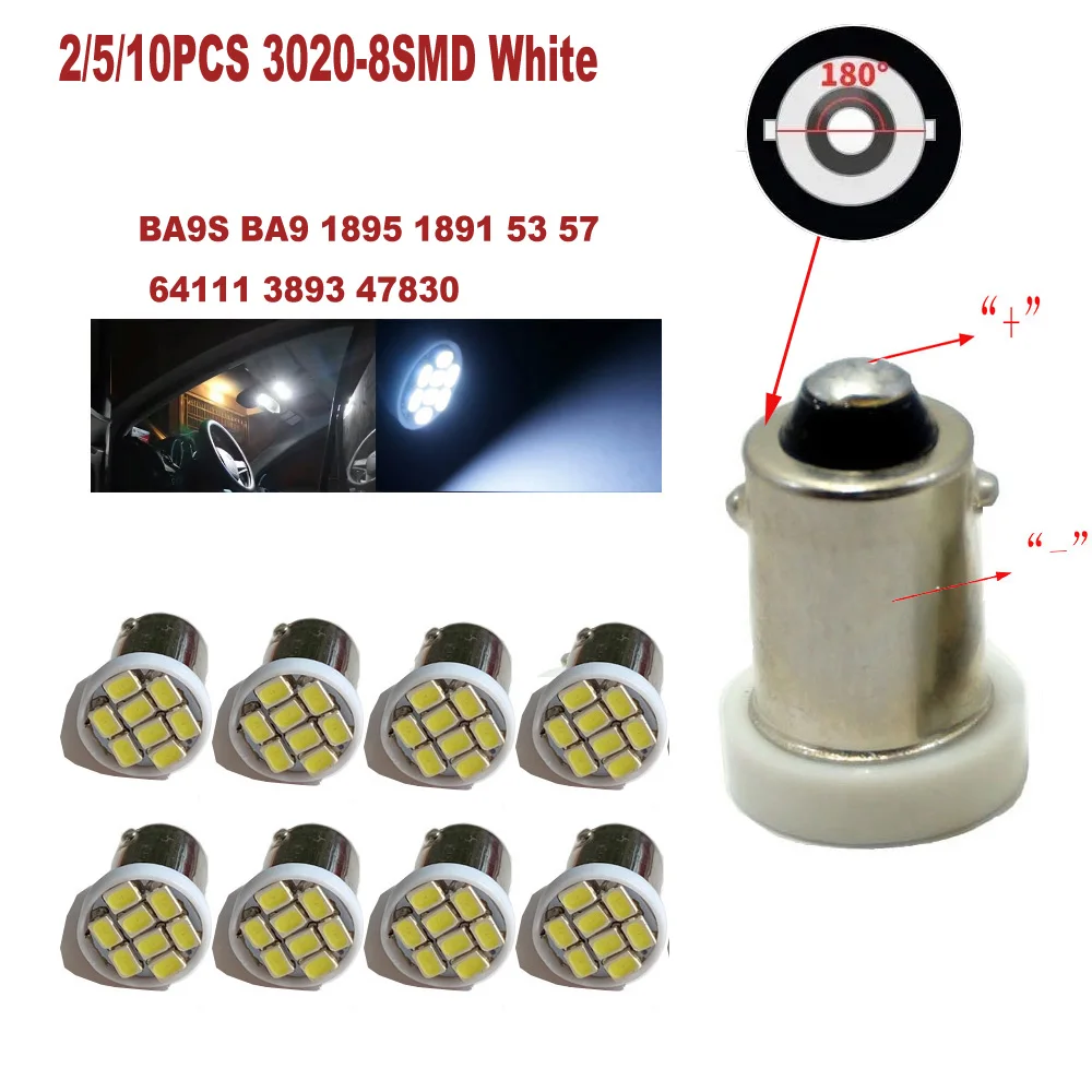 BA9S BA9 1895 1891 53 57 64111 3893 لمبة LED خالية من الأخطاء، فائقة السطوع 3020-SMD استبدال لمبات السيارة الداخلية لخريطة القبة باللون الأبيض
