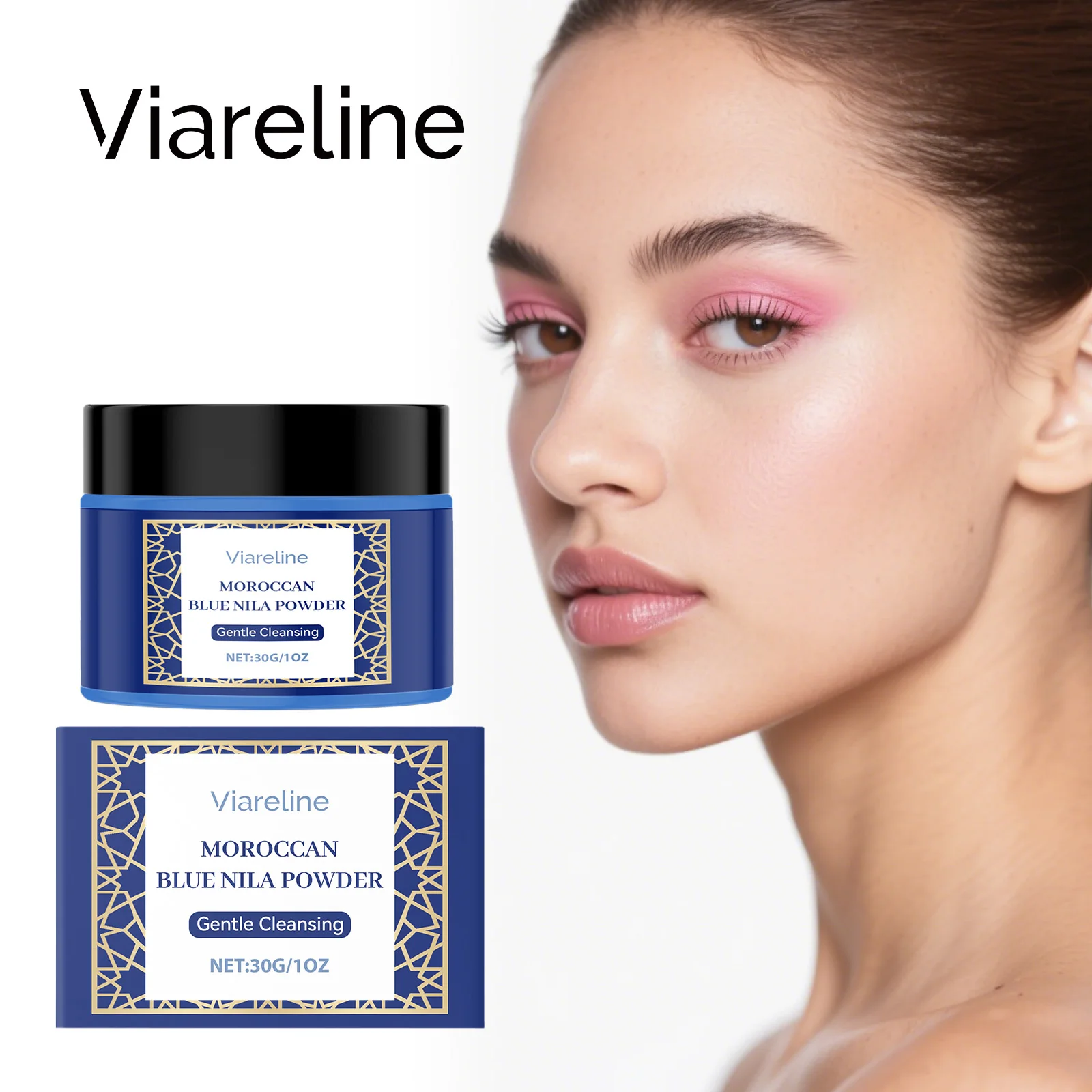 Viareline Facial Mask Powder Cleansing Pores Oil Control Brightening Deep Hydration Glowing Skin For Soft And Smooth Skin 30g