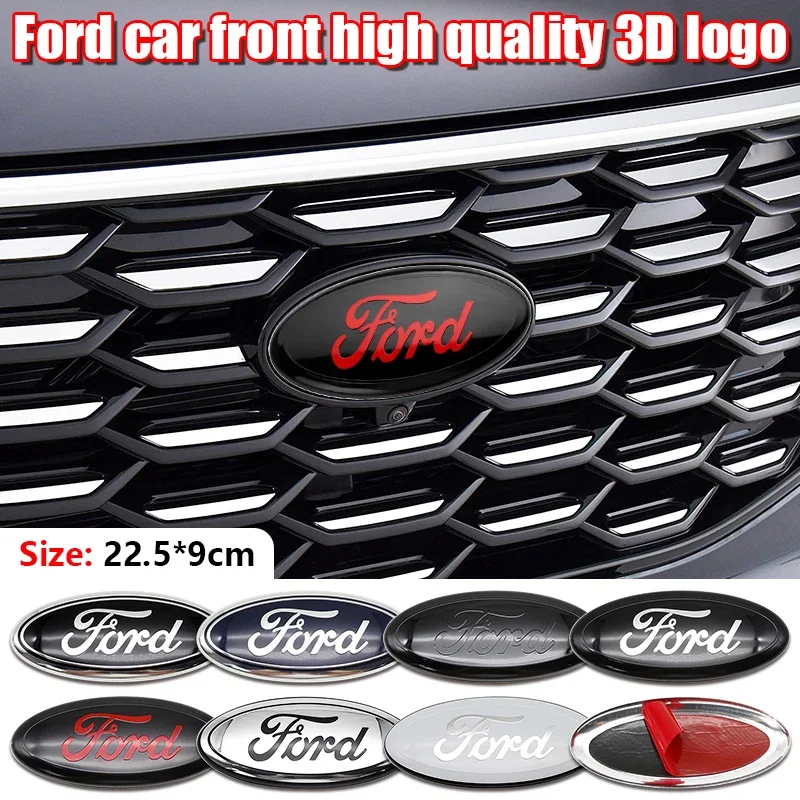1pcs Car Front Head Hood Bonnet Logo Rear Trunk Badge Sticker For Ford Escort Explorer Fusion Kuga Focus Ecosport Emblem Styling
