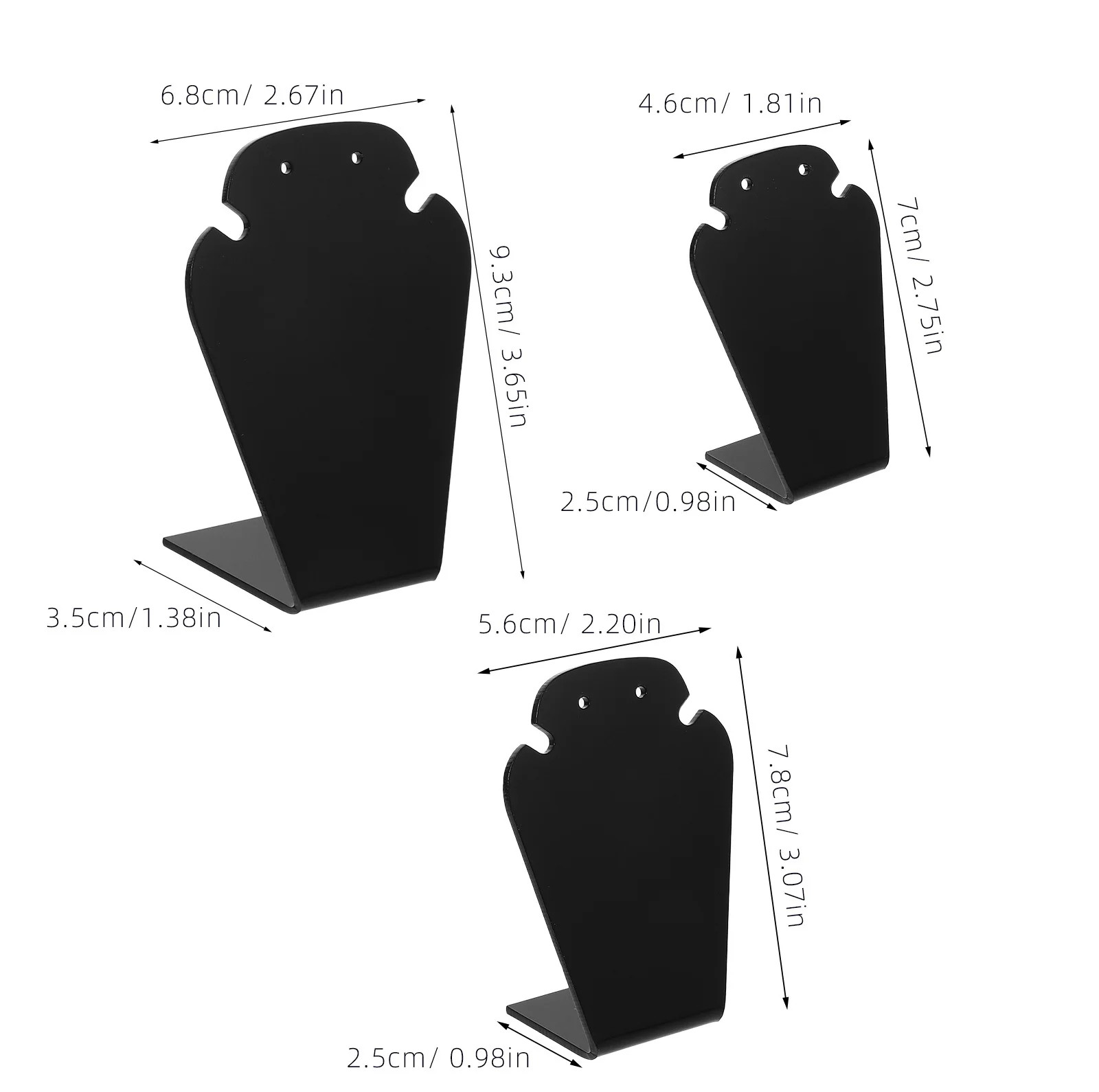 3개 세트 목걸이 디스플레이 스탠드 세트 우아한 ABS 보석 정리함 휴대용 귀걸이 진열대 소매점 쇼케이스용