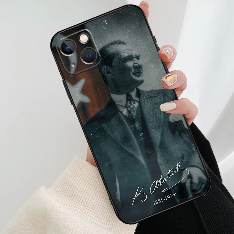 Turkey Mustafa Kemal Ataturk Phone Case For iPhone 13 14 15 16 Pro Max 11 12 XS XR X Plus Shockproof Bumper Soft Cover