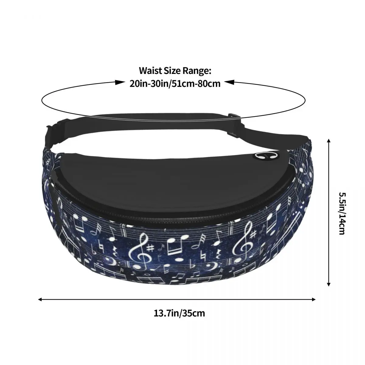 Notes de musique avec Space Galaxy Fanny Pack pour hommes et femmes, cadeau de pianiste musical, sac de taille à bandoulière pour voyage, cyclisme, téléphone, poudres d'argent