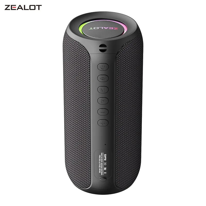 

ZEALOT S32MAX Portable Bluetooth Speaker 20W IPX5 Waterproof Powerful Sound Box Bass Boost BT5.2 RGB Dual Pairing Connectivity