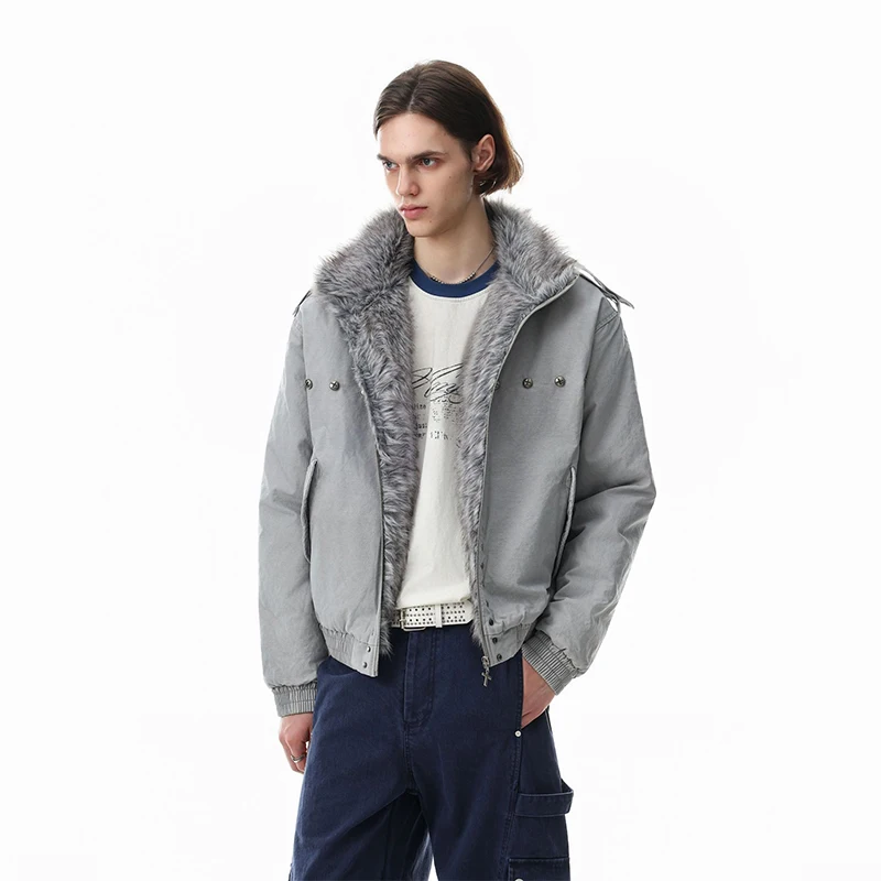 American Style Willow Nail Collar Jacket Retro Lapel Thick Workwear Jacket Men Women Heavyweight Mountain Carved Cotton Jacket