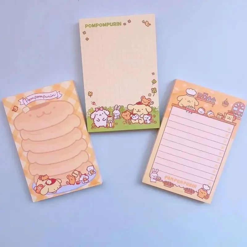 MINISO Sanrio Anime Hellokittys My Melody Kuromi Cinnamoroll Pompom Purins Cartoon Sticky Note Book Notepad Kids Gift 12*8cm