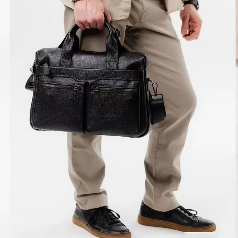 Imagem -05 - Bolsas de Couro Genuíno para Homens Pastas de Viagem de Negócios Bolsas Mensageiro Bolsa Masculina Alta Qualidade