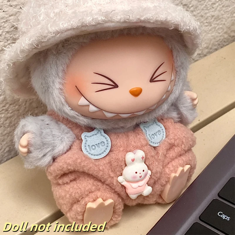 17cm Cute Mini Plush Dolls Clothes Outfit Accessories For Labubu Dolls Princess Jumpsuit Hat Set Clothing DIY Dolls Clothes Gift