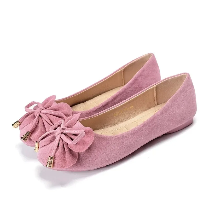 BEYARNE spring autumn sweet bow knot flats women flower appliques moccasins brand high quality ballet flats woman single shoes