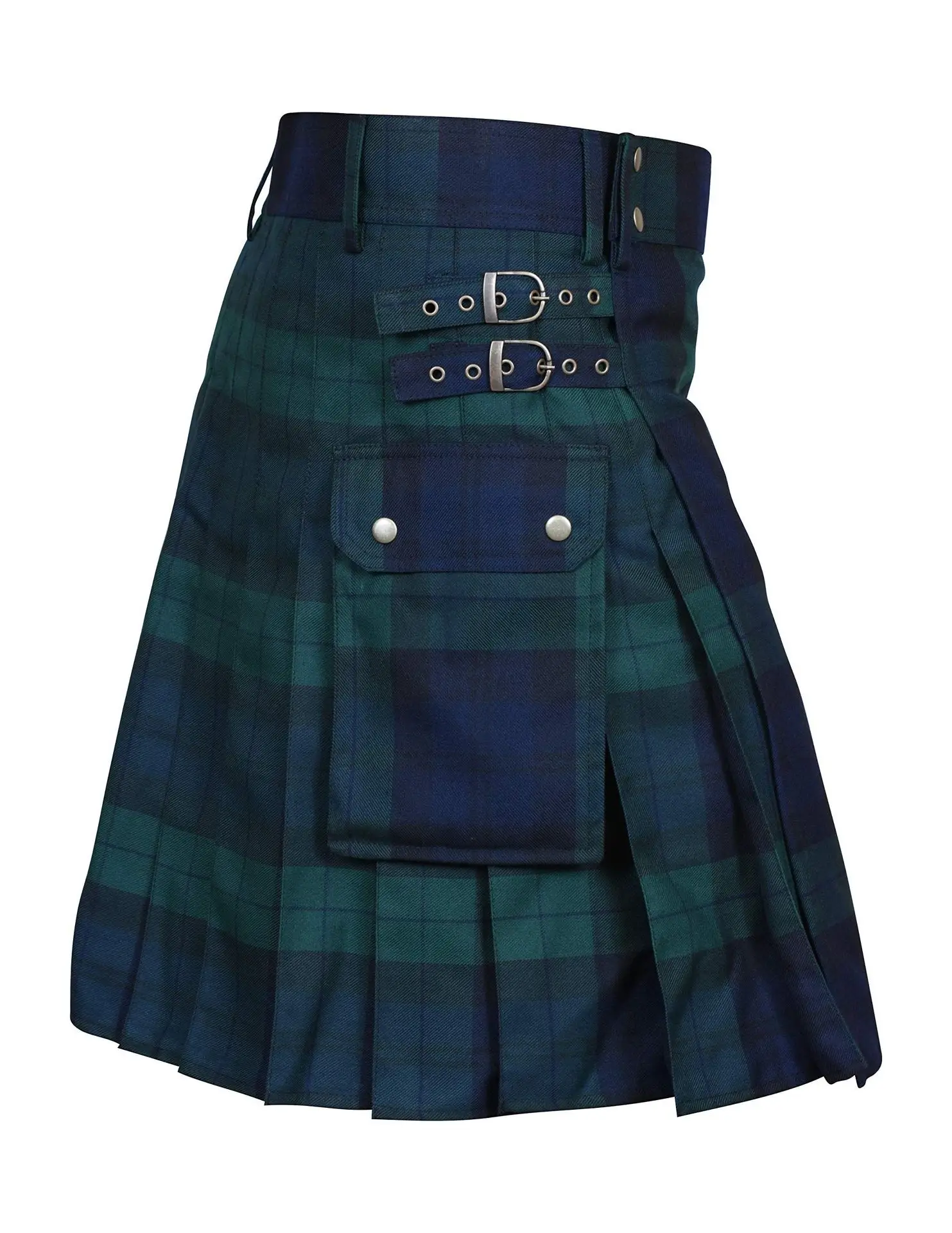 Mens Fashion Scottish Style Plaid Contrast Color Pleated Skirt Men's Short Skirt Traditional Highland Tartan Practical Kilt