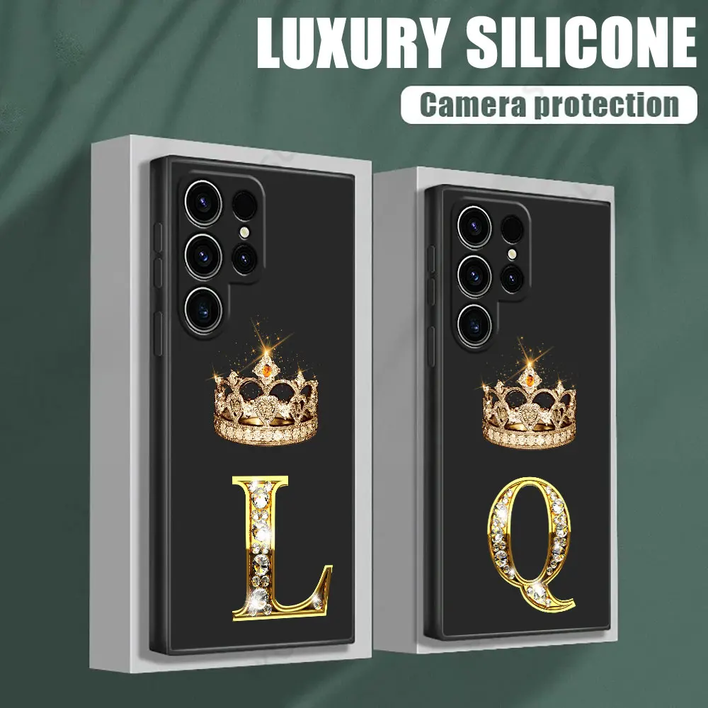 

Letter L Q I R S P Phone Case For Samsung Galaxy S26 Ultra Cases S25 FE S24 S23 S21 Ultra S20 S24 FE S22 S26 Plus 5G Black Cover