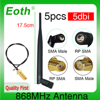 Eoth 5PC 868MHz Antenna 915MHz antena Lorawan lora 5dbi SMA Male female Connector 868 915 mhz antena GSM  21cm RG 1.13 pigtail