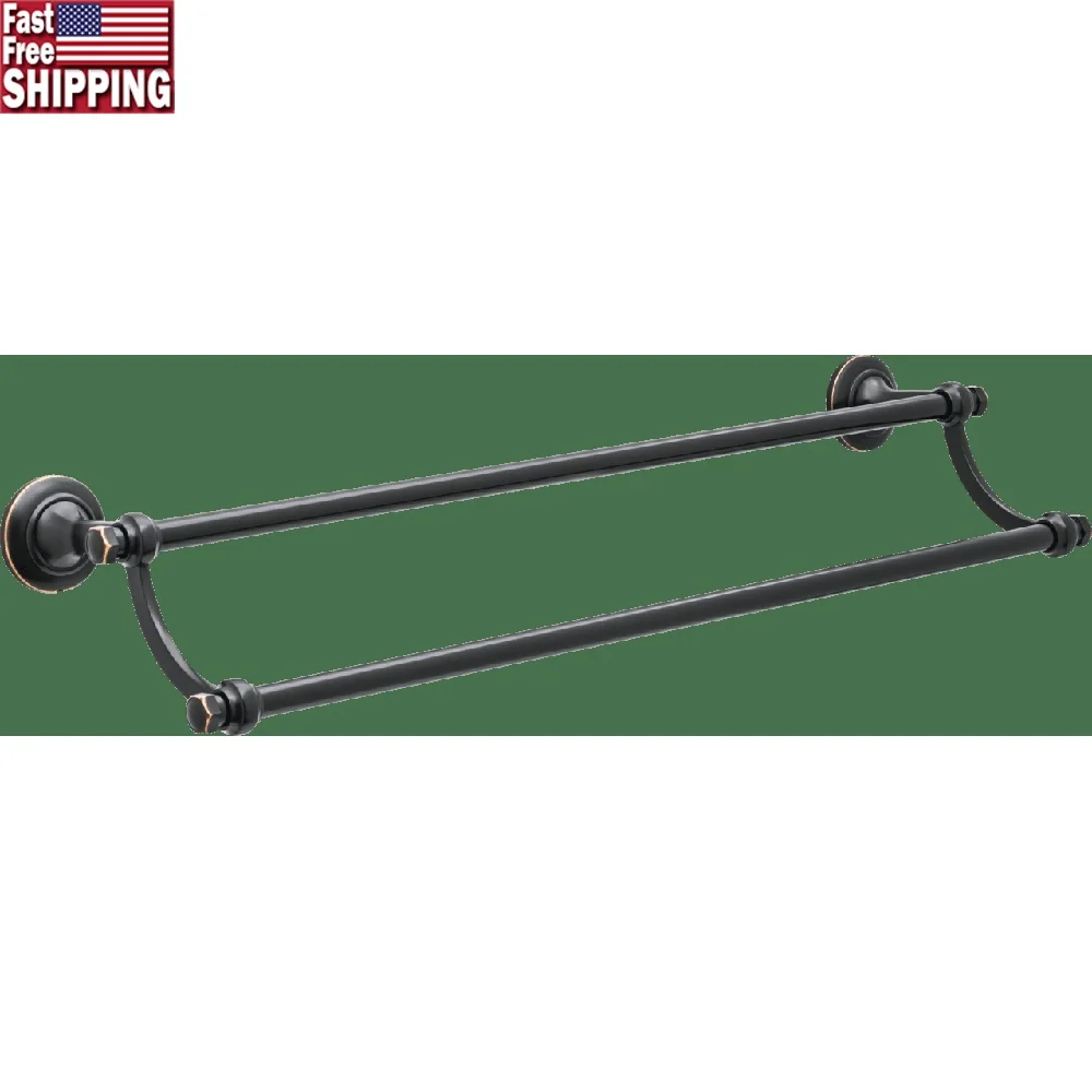 

24-дюймовый двойной держатель для полотенец, натертая маслом бронза, цинк, литая под давлением, устойчивая к ржавчине, прочная монтажная фурнитура в комплекте для ванной комнаты
