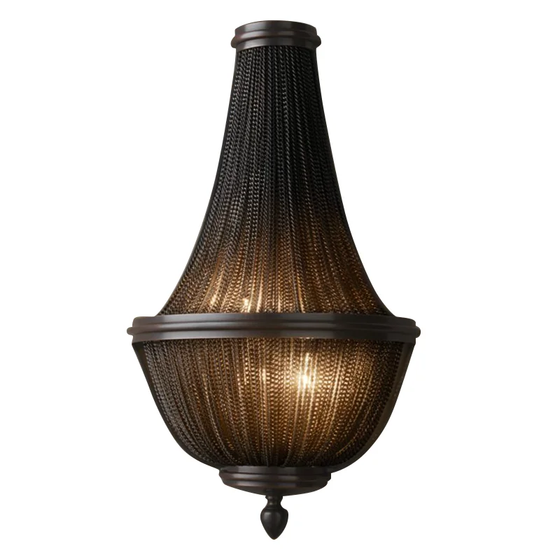 Retro Industrial Wind Wall Lamp Black Personalized Creative Wine Clothing Store Fringed Aluminum Chain Wall Lamp