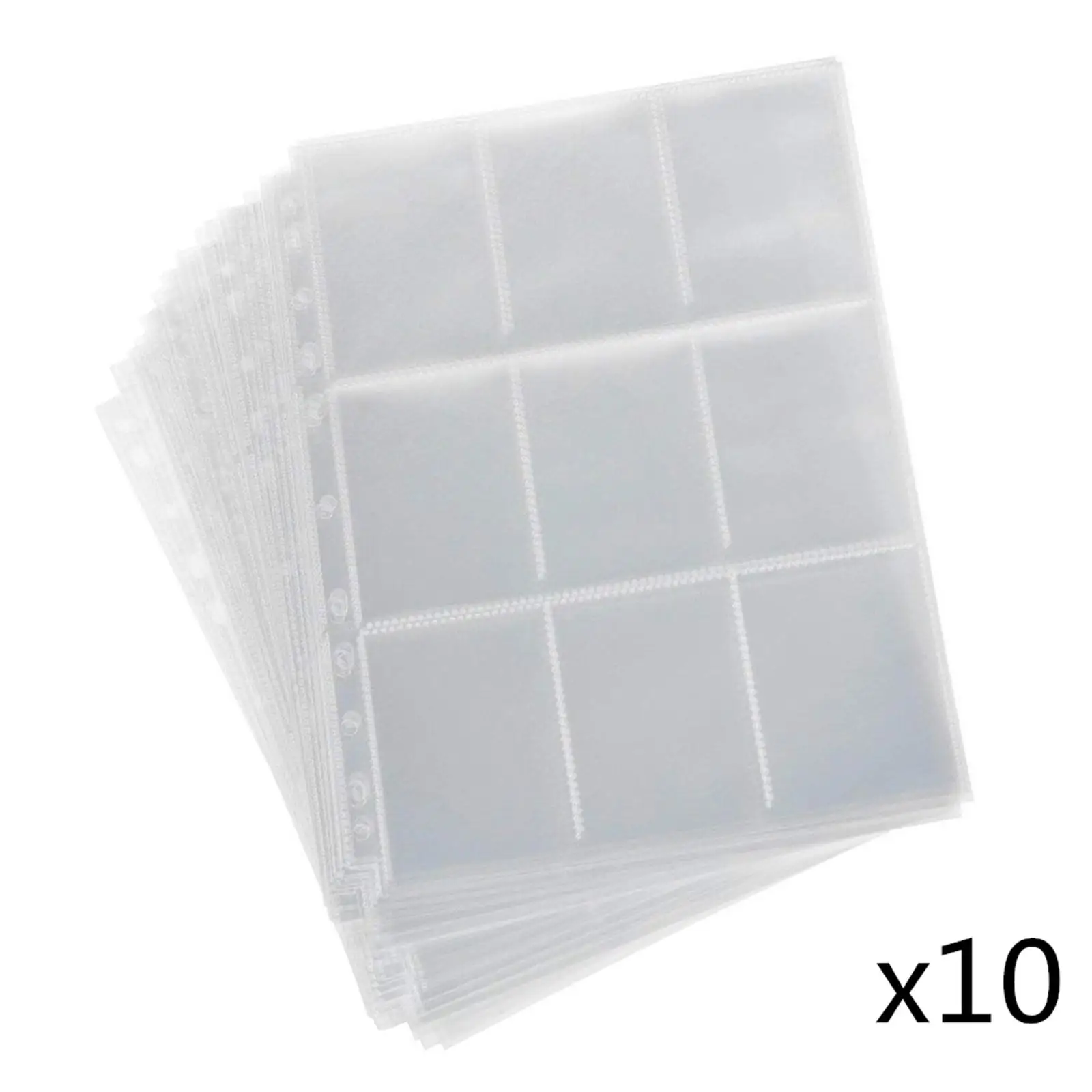 10Pack Trading Binder Plastic Protector Sleeves Clear 9 Pocket Page