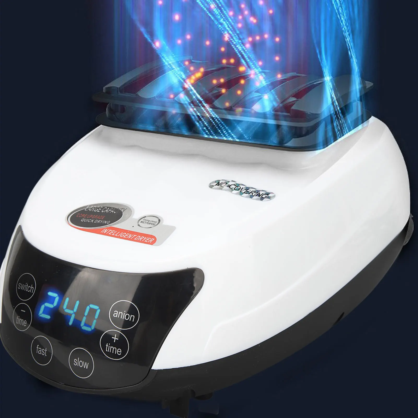 Secadora de ropa de 1500W, secadora de ropa eléctrica con seis botones, color blanco, funcionamiento silencioso, con Control remoto para el hogar