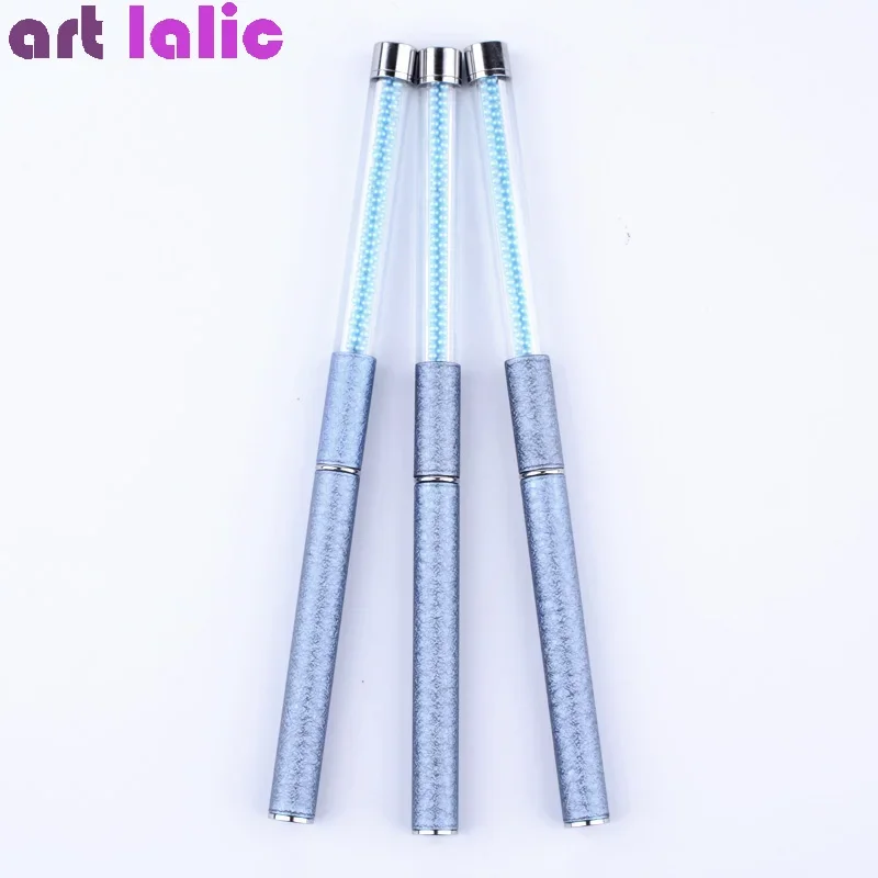Blue Pearl Rhinestone Acrylic Nail Art Pen UV Gel Brush 3D Painting Drawing Liner Professional Manicure Tool for Nail Artistry