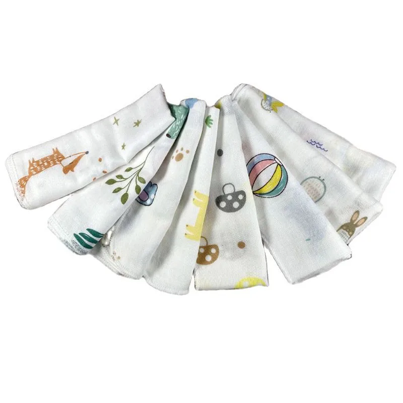 Cute printed cartoon cotton Handkerchiefs double layer gauze baby Handkerchief children face hand kids kitchen towels Gifts 3pcs