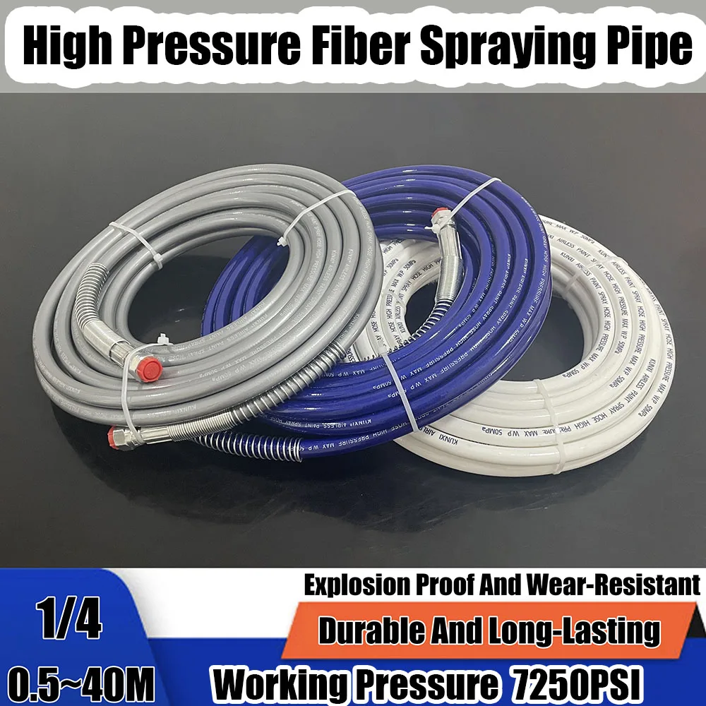 1/4 Airless Spray Paint Hose, High-Pressure Universal Spray Paint Machine, Flexible Thickened Fiber Tube BSP 7250PSI