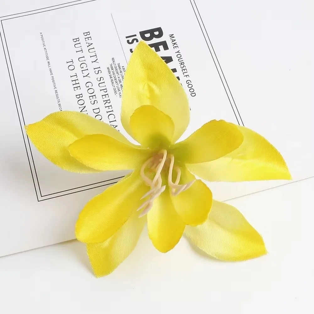10 Stück Seiden-Kunstlilien DIY-Bouquet Handgefertigte Seiden-Kunstblumenköpfe Materialien Simulierte Doppelblüten-Lilien – Detail 10