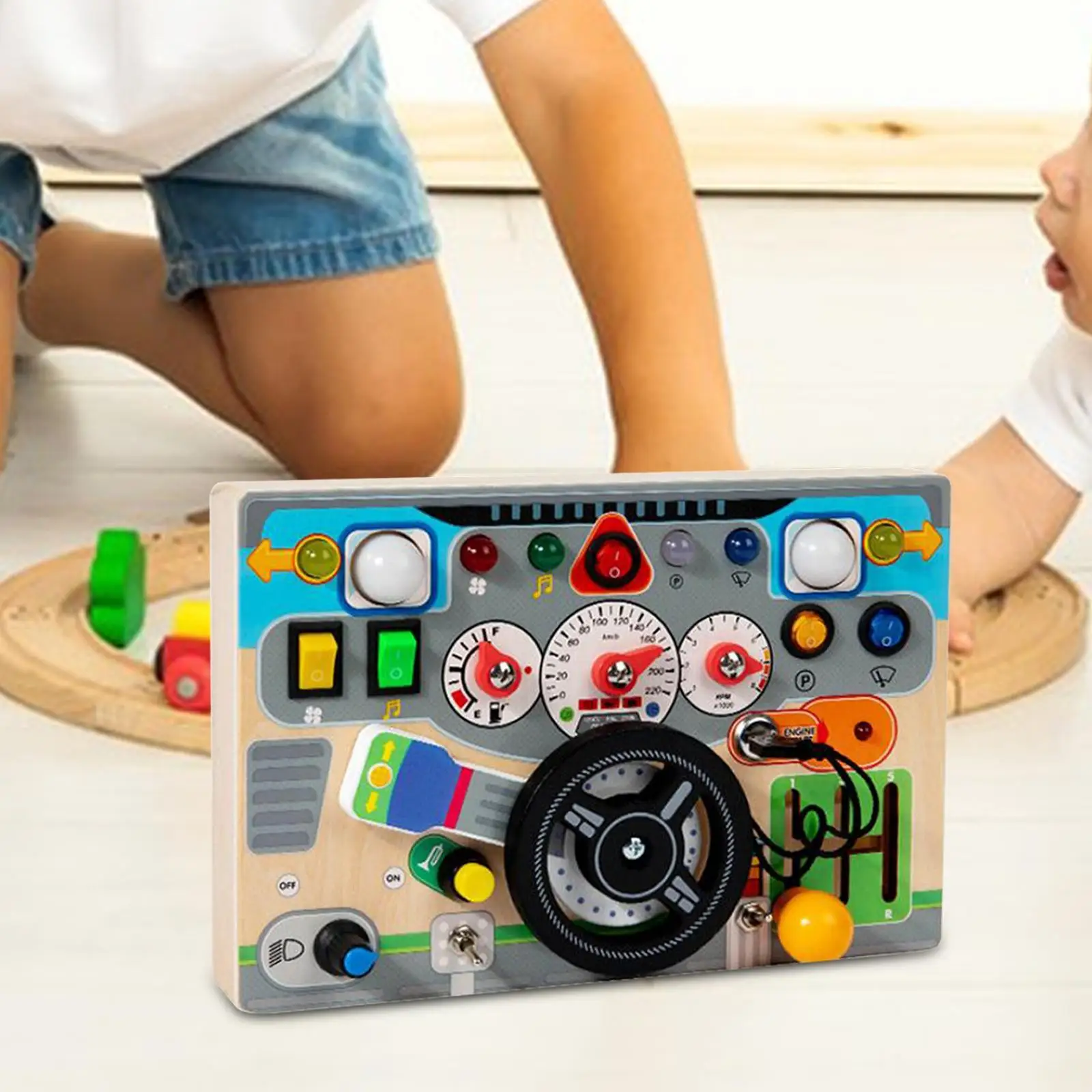 Steering Wheel Toy Sound Effects Pretend Play Driving Toy Busy Board Switch Board for Activities Kids Preschool Boys Girls Gifts