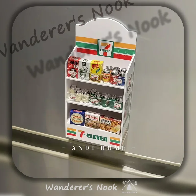 

Japanese-style Mini Fridge Magnet Realistic Miniature Food Shelf Decoration Cute 711 Play