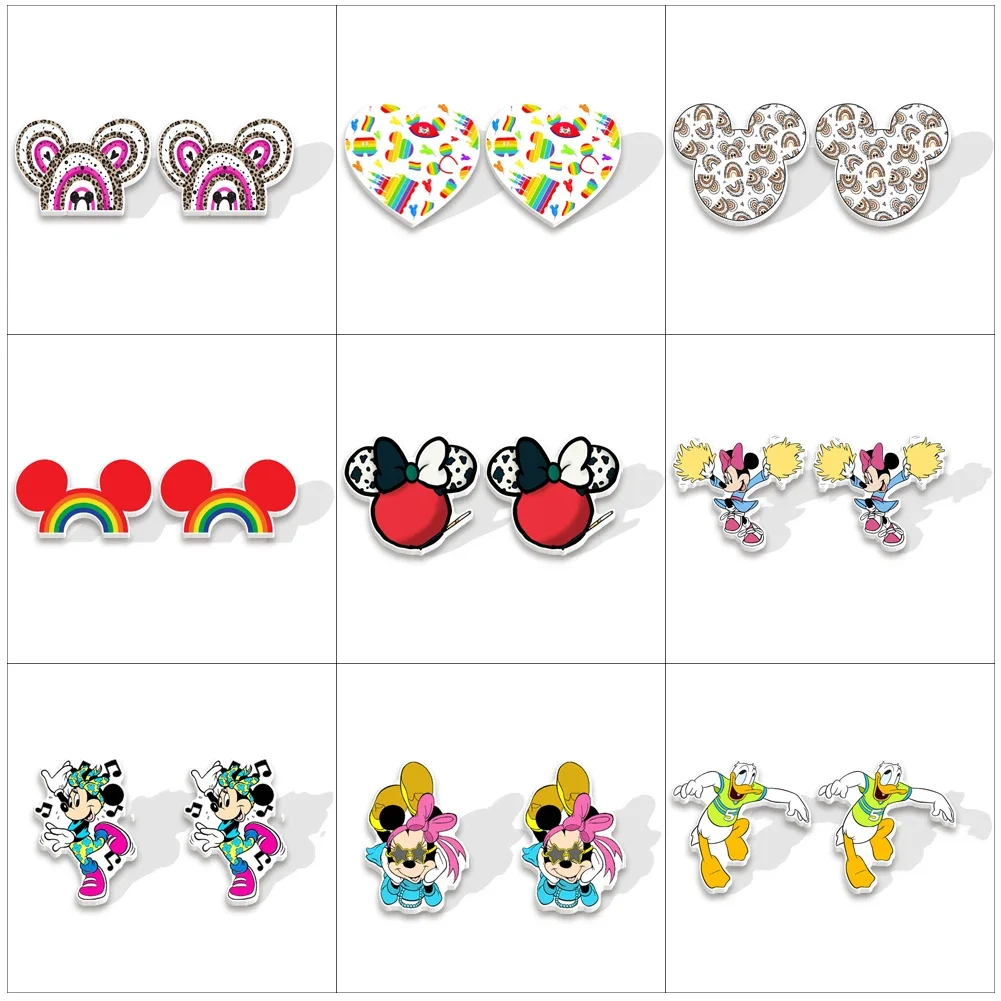 

Disney Mickey Mouse Epoxy Stud Earrings Handcraft Acrylic Stud Earrings for Women Gifts Children