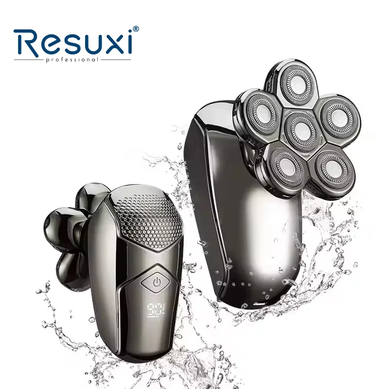

Resuxi MS-673 Бритвы со съемной головкой, электрическая бритва IPX7, водонепроницаемая для лысинок, перезаряжаемая роторная бритва с зарядкой типа C