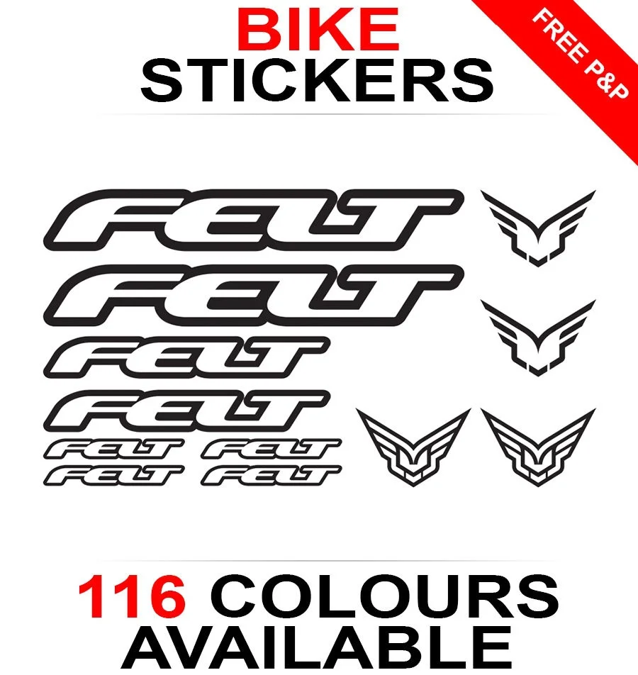 

For 1Set Felt decals stickers sheet (cycling, mtb, bmx, road, bike) die-cut Car Styling