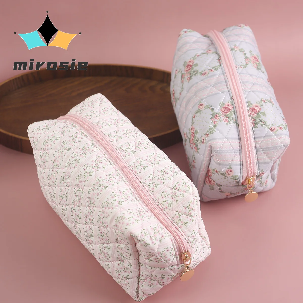 

Mirosie Floral Makeup Bag, Travel Skincare Zipper, Large Capacity, Portable Soft Storage Bag, Collection Fashion Organizer