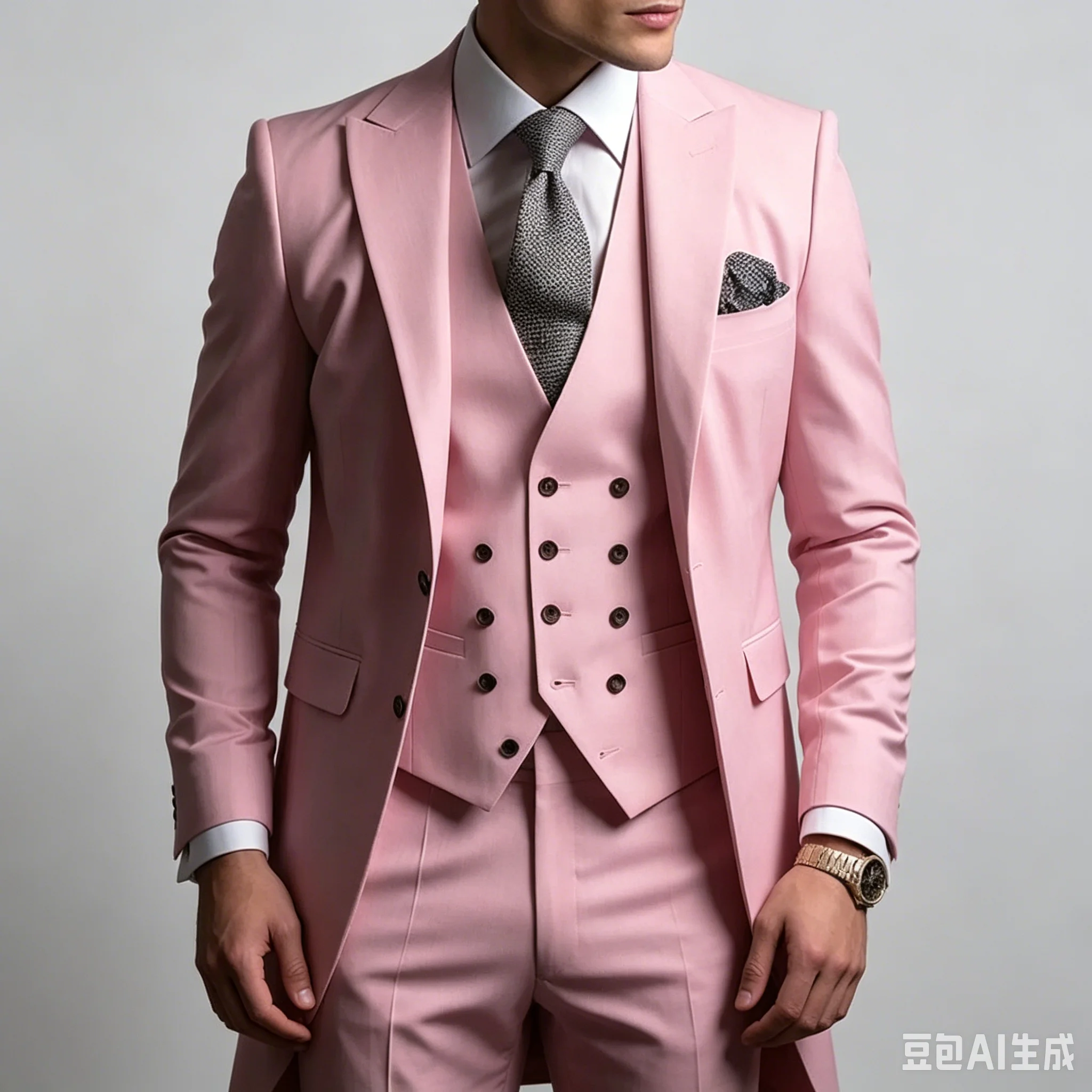 

High Quality Pink Men Suits Single Breasted Peak Lapel Customized Wedding 3 Piece Jacket Pants Vets Full Sets Costume Homme