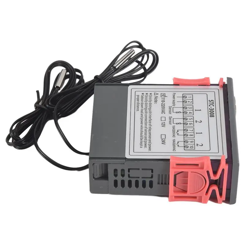 

Цифровой терморегулятор N96R STC-3008 с датчиком температуры и гигрометром, AC110-220V