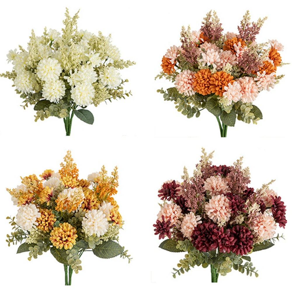 

Artificial Flowers Lavender Silk Ball Chrysanthemum for Home Decor Wedding Dining Table Centerpiece Party Supplies Fake Plants