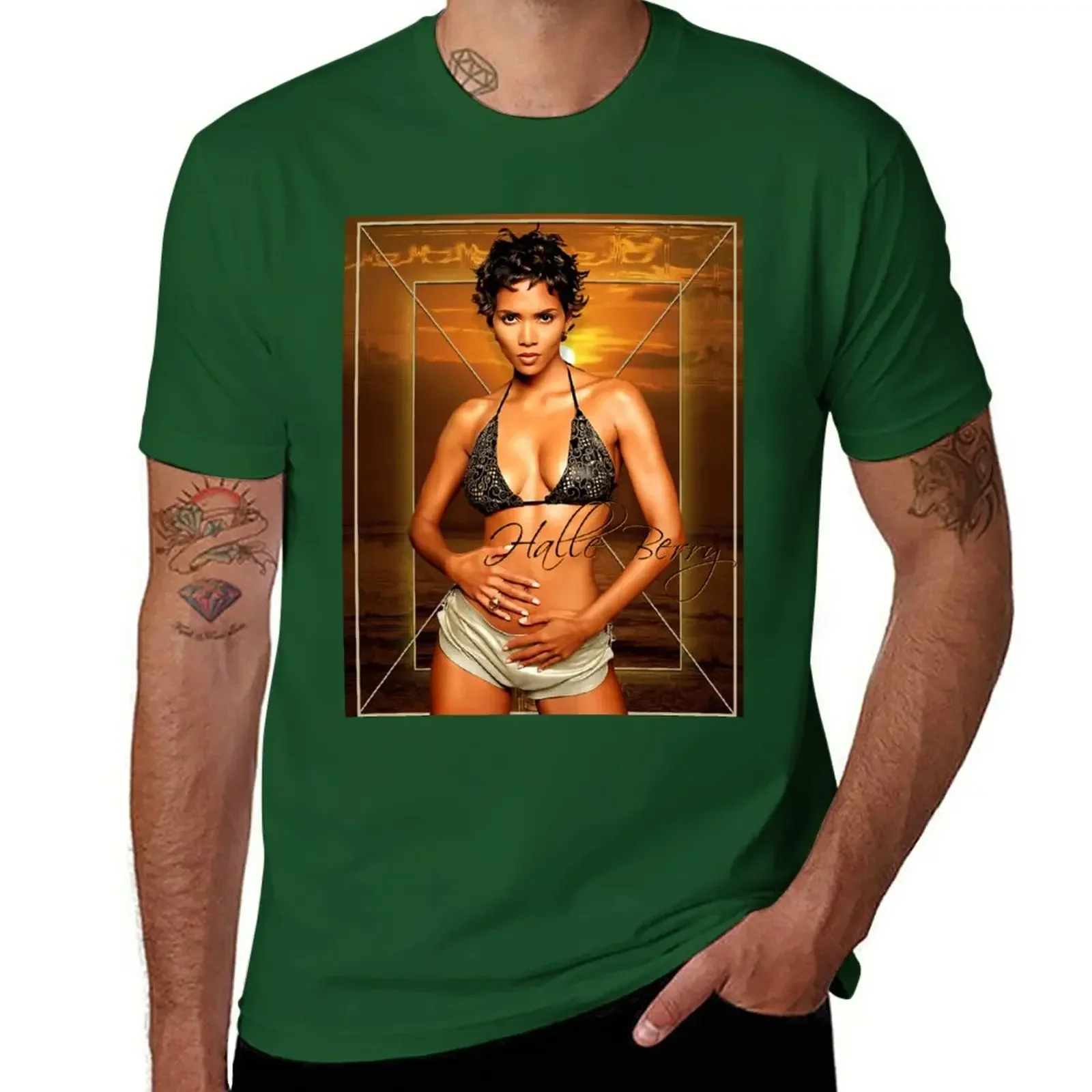 Halle Berry Poster T-Shirt funnys new edition sublime mens clothes 2024 heavyweight new arrival manga style round neck hot funny image 4