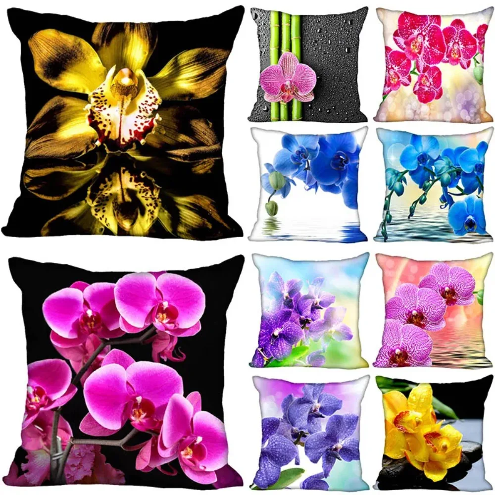 Orchid pattern printing pillow cover housse de coussin 40x40  cases  covers decorative  dakimakura