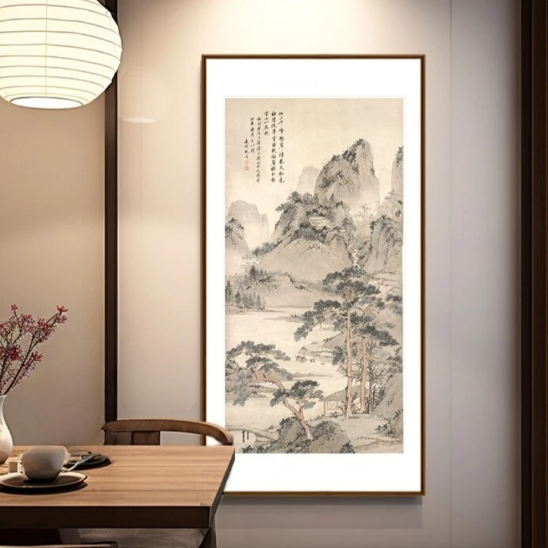 

living room wall hanging paintings, high-end tea room landscape decorative paintings, new Chinese style