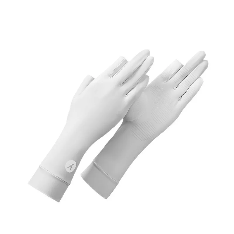 Spring Summer Mid-length Sports Ice Silk Cool Touch Screen Fingerless Riding Driving UV Protection Sun Protection Gloves Women