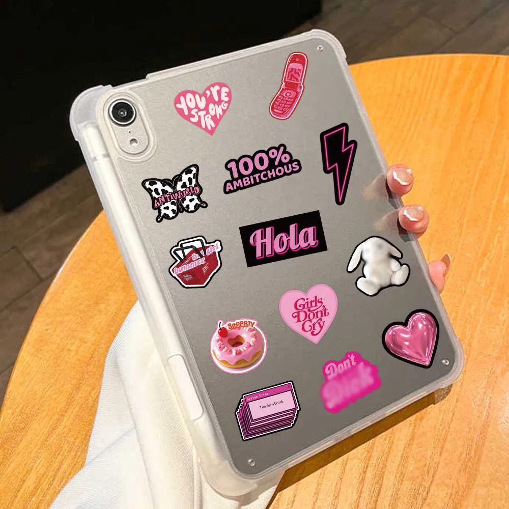 55PCS Ins 3D Sweet Black Pink Y2K Girls Stickers Aesthetic Graffiti Decoration DIY Skateboard Phone Fridge Bike Cute Decals Toys