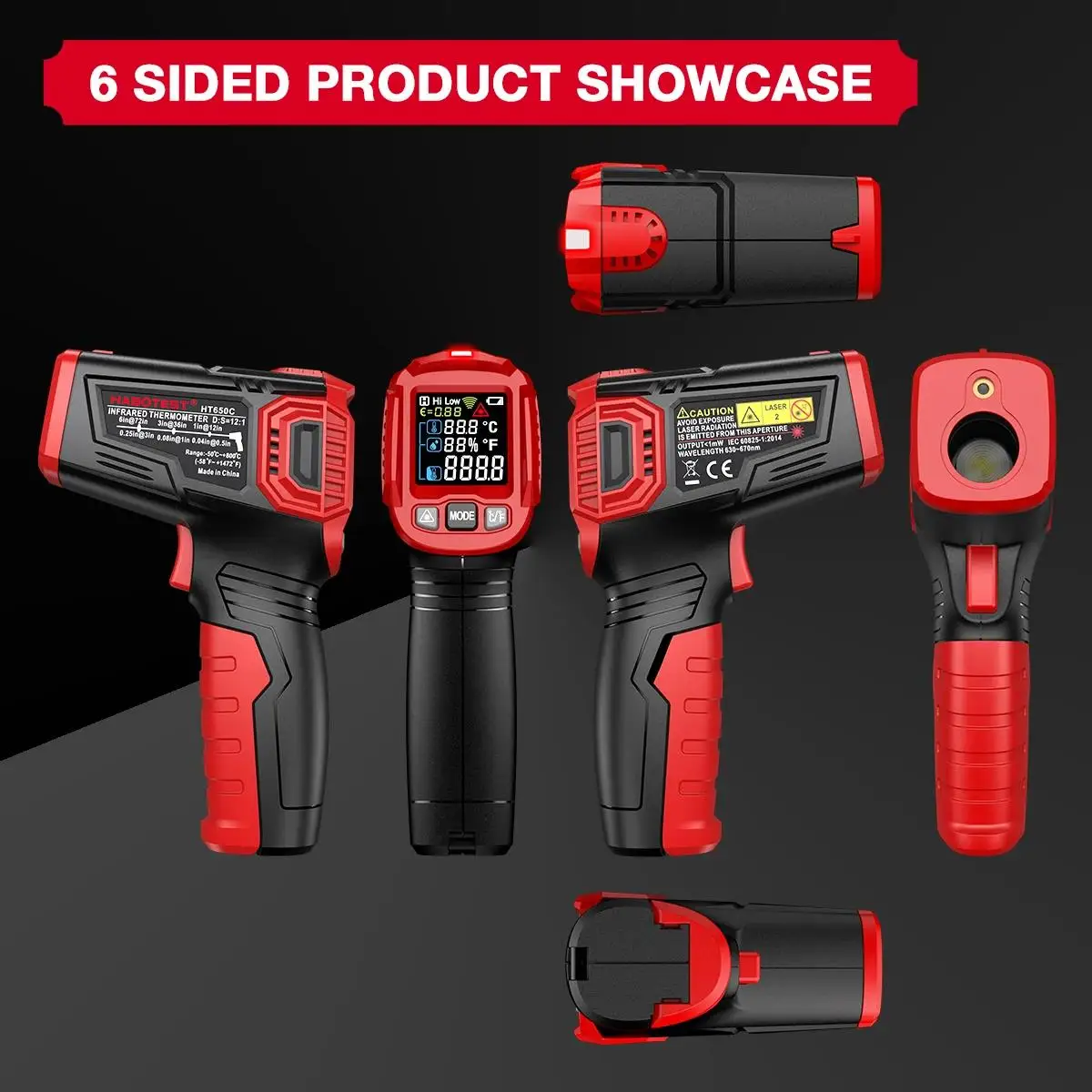 HABOTEST HT650A,HT650B,HT650C Series Digital Infrared Laser Temperature Non-contact Industrial Laser Temperature Meter Temperatu