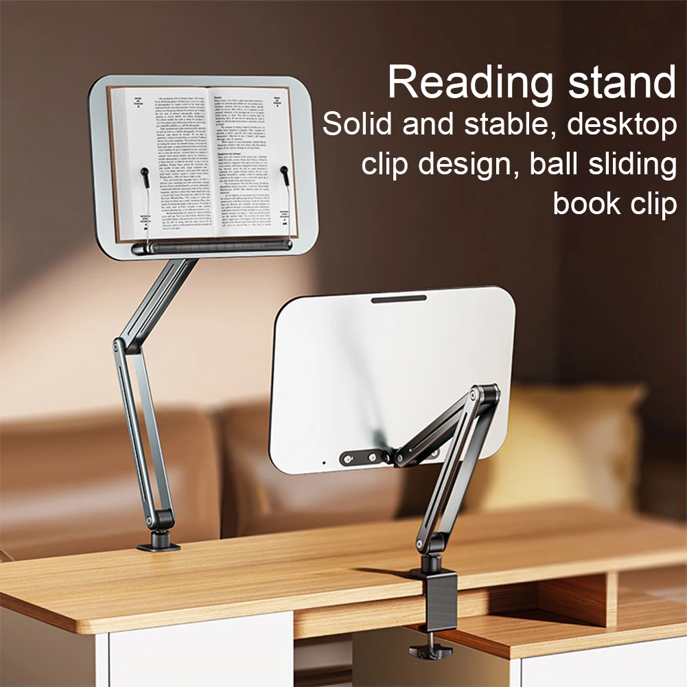 Desk Clamp Book Stand for Reading Adjustable Cookbook Stand Reading Book Bracket for Laptop Tablet Recipe Textbook