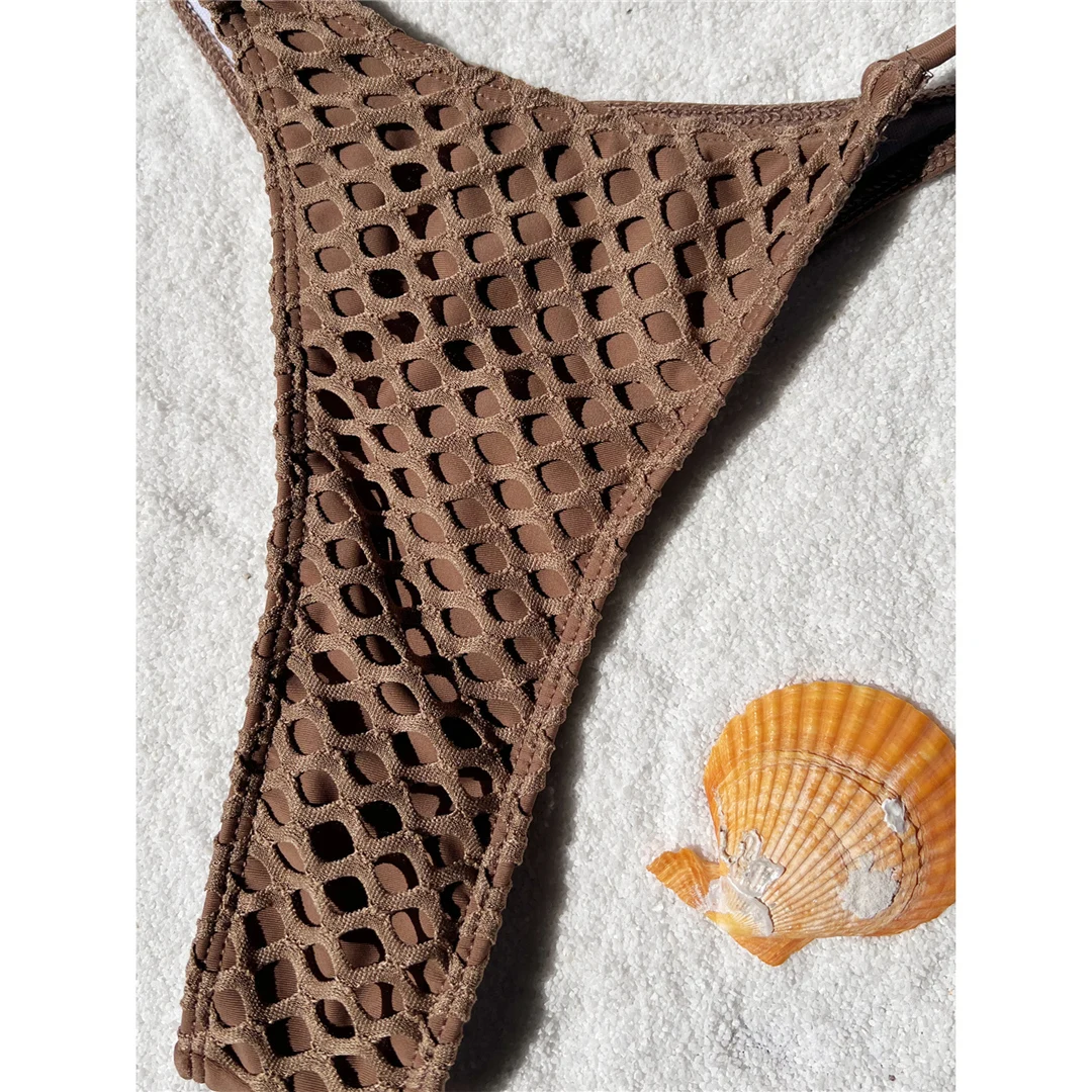 S - XL Netzstoff-Fishnet-Bikini mit Neckholder und hohem Beinausschnitt, Damen-Badeanzug, zweiteiliges Bikini-Set, Badebekleidung, Badeanzug, Schwimmanzug V5718 – Detail 14